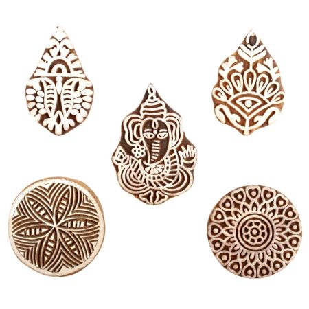 Set of 5 Piece New Mix Wooden Printing Block